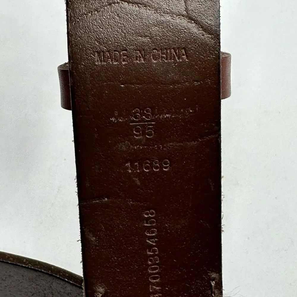 Polo Ralph Lauren Full Grain Leather Brown Belt Brass Buckle Size 38